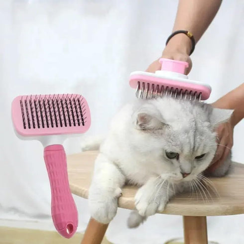 Cat Grooming Brush - Pet Hair Brush for Dogs, Slicker Brushes for Grooming, Gently Removes Loose Undercoat (Pink)