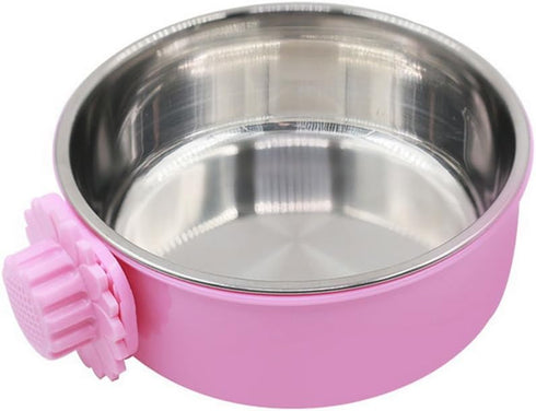 DEVILMAYCARE Pet Feeder Dog Bowl, Stainless Steel Food Hanging Bowl, Pink