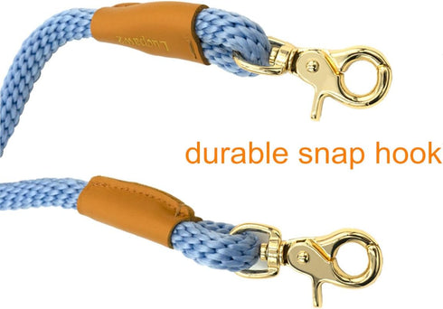 7FT Multifunctional Rope Dog Leash, Hands Free Adjustable Long Leash for 2 Dogs (7ft*12mm, Airy Blue)