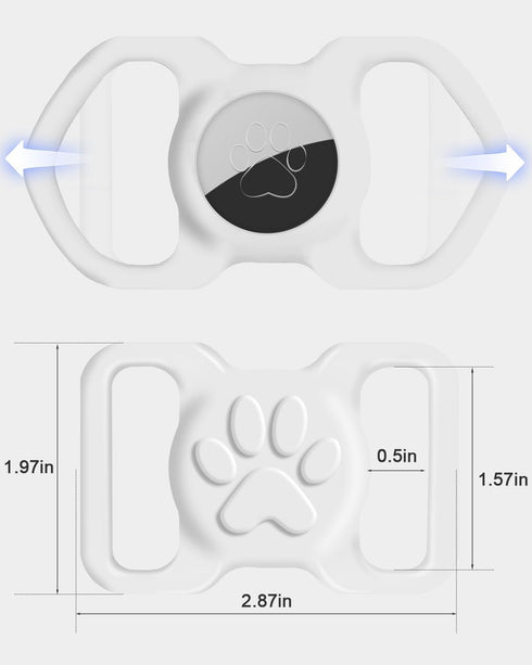 Dynmeow Airtag Dog Collar Holder, Stretchy Silicone Holder for Medium and Large Dogs, Anti-Lost Compatible with 1.2 and