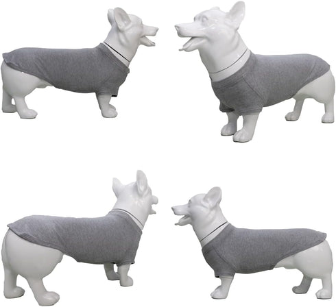 Lovelonglong Pet Clothing, Dog Costumes, 100% Cotton Blank T-Shirt for Dachshund & Corgi Dogs, Gray D-M