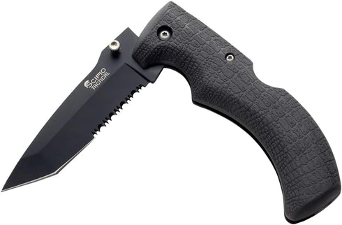 Scipio Folding Pocket Knife, Pocket Clip, Rubber Handle for Men and Women, Black