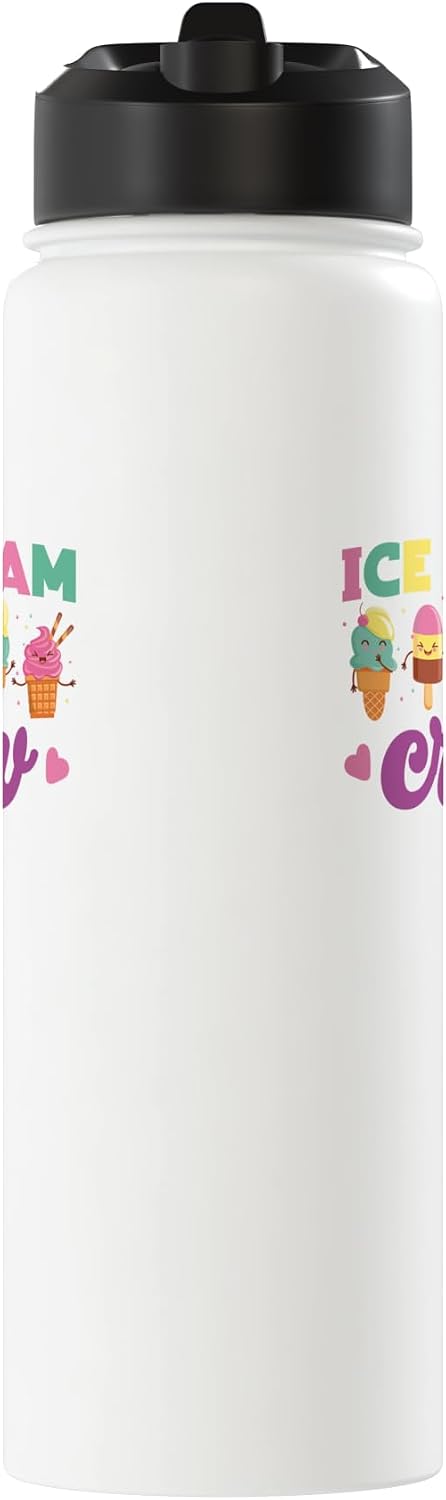 Cute Ice Cream Lover Boy Girl HS0 Ice Cream Cone Ice Cream Crew Stainless Steel Insulated Water Bottle