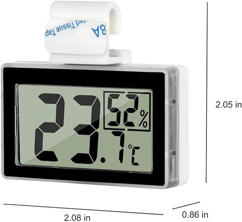 Digital Reptile Thermometer Hygrometer with Hook & Adhesive, LCD Display for Reptile Tanks and Terrariums