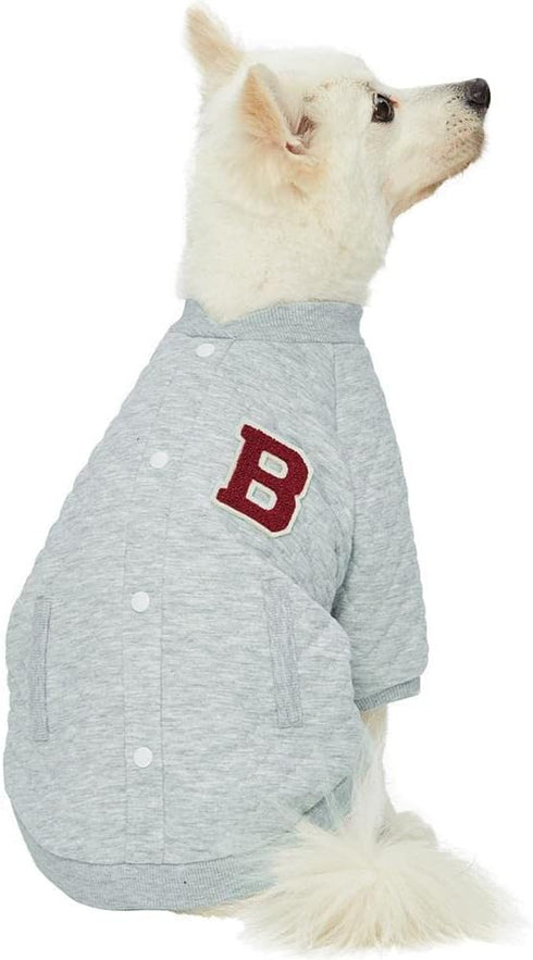 Blueberry Pet Soft & Comfy Baseball Fans Favorite Argyle Jacquard Pullover Dog Sweatshirt, Grey, Back Length 12"