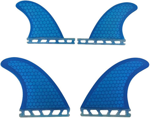 Single Tab Surfboard Fin - Fiberglass+Honeycomb Quad fin S/M Size (Blue G5+GL)