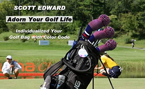 Scott Edward Golf Headcovers for Woods Set of 3, Fits Driver (460cc), Fairway Wood, Hybrid for Golf Bag