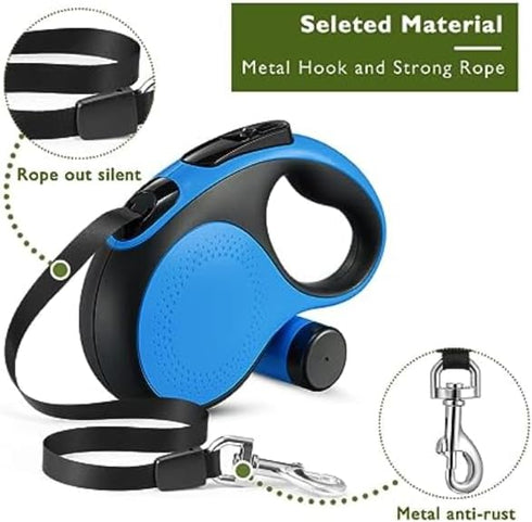 OUTnWILD 16 Ft Retractable Dog Leash for Medium Dogs with Removable Dispenser and Poop Bags, Walking Leash up to 66lbs