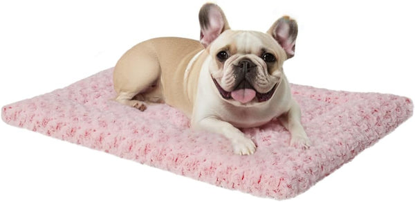 Washable Dog Bed Mat, Reversible Dog Crate Pad for Large Medium Small Dogs, 35 x 22 Inch, Pink