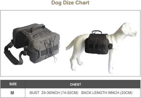 Large Dog Backpack - Outdoor Hound Saddle Bag with Side Pockets for Small Medium Large Dogs, Black M