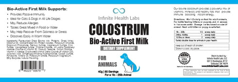 Bio-Active Bovine Colostrum for Dogs, Cats, Puppies & Kittens, Daily Colostrum Powder Supplement 40g