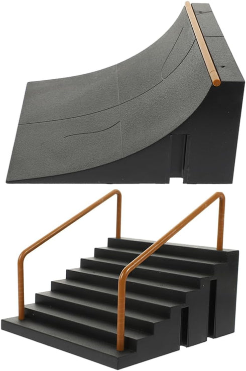 Abaodam Fingerboard Ramps 2Pcs Skateboard Park Kit Finger Skateboard Ramp Set for