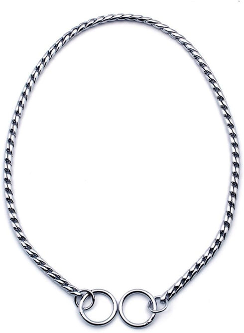 SGODA Silver Dog Chain Collar - Choke Pet Training Snake Collar with Heavy Links, 20 in, 3.5 mm