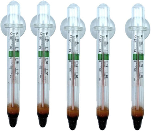 UCCKEYI 5-Pack Floating Glass Aquarium Thermometer with Suction Cup Fish Tank Aquarium Thermometer