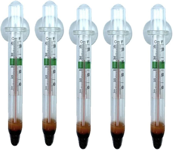UCCKEYI 5-Pack Floating Glass Aquarium Thermometer with Suction Cup Fish Tank Aquarium Thermometer