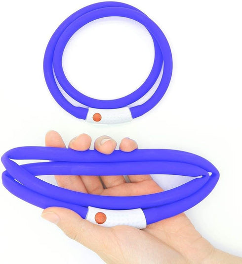 Illumifun LED Dog Necklace Light, USB Rechargeable Light Up Dog Collar, Flash LED Collar for Camping (Blue-Silicone)