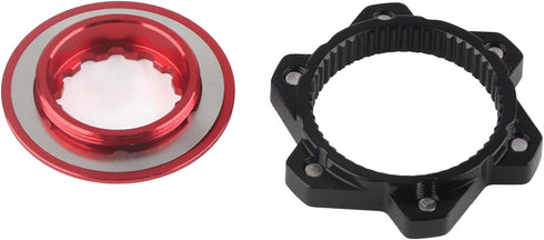 VGEBY Disc Brake Center Lock Adapter Set, Aluminum Center-Lock Hubs with 6 Bolts Disc Rotor Adapter (Red+Black)