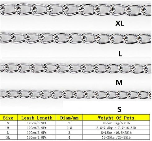Heavy Duty Pet Dog Steel Chain Leash with Padded Loop Handle - Basic Training Leash for Small Medium Breeds (Small, Red)
