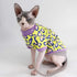 Sphynx Hairless Cat Cute Summer Cotton T-Shirts, Round Collar Kitten Shirts Cats Apparel (Leopard, X-Large)