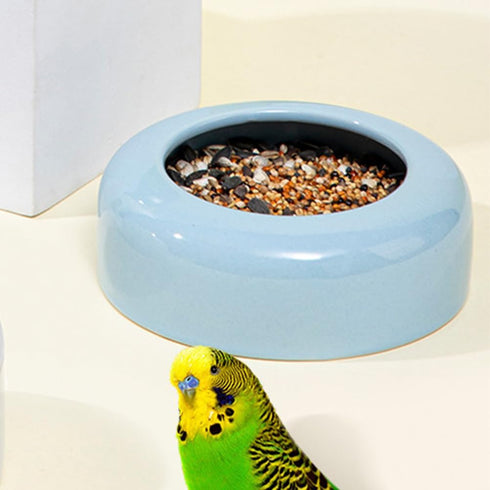 TEHAUX 1PC Ceramic Pet Bowl - Flat Water Bowl Feeder for Dogs Cats Exotic Shorthair (Sky-Blue)