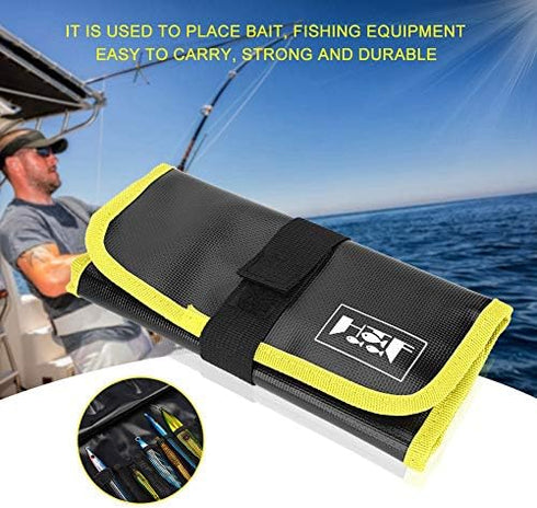 Waterproof Fishing Jig Bag, Soft Case for Fishing Lure Storage, Fishing Equipment Accessory (Yellow)