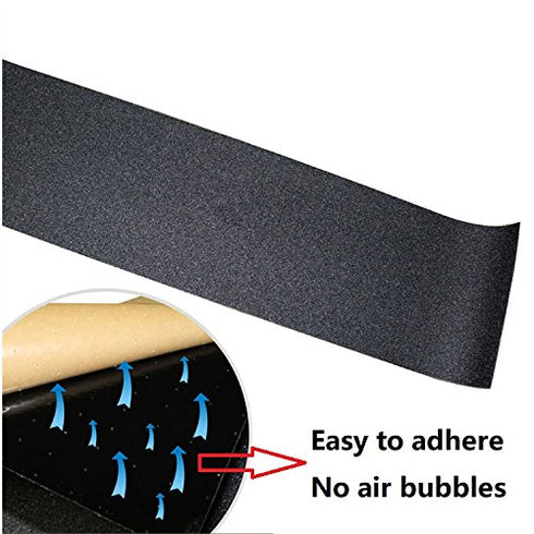 ZUEXT 11" x 44" Black Skateboard Grip Tape Sheet, Waterproof Bubble Free Black Scooter Griptape for Longboard