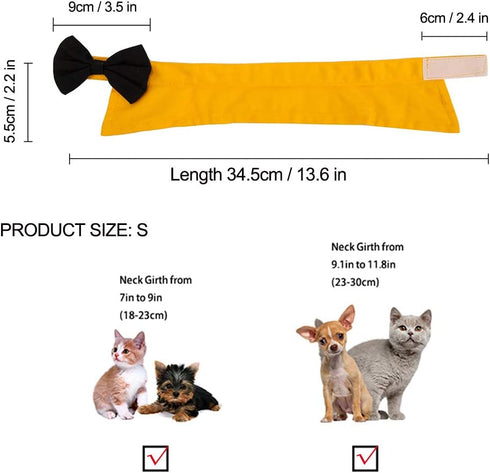 Handcrafted Adjustable Formal Pet Bowtie Collar Neck Tie for Dogs & Cats (S, Black 1)