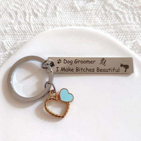 Dog Groomer Gifts Keychain for Women Men Dog Groomer I Make Bitches Beautiful Key Chains for Dog Hairdresser Groomers Appreciation Gift for Dog Hair Styler Christmas Gifts
