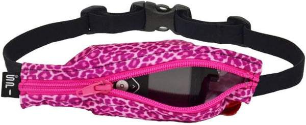 SPIbelt Kids Pocket Belt, Expandable Adjustable Waist, No Bounce, Vail/Pink Cheetah with Hot Pink Zipper