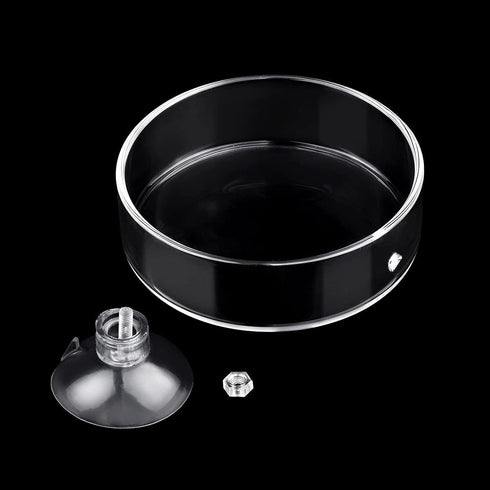 WEAVERBIRD 60mm Aquarium Shrimp Feeder Dish - Suction Glass Fish Tank Feeding Bowls, Round Clear Dishes