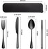 Travel Utensils, 18/8 Stainless Steel 4pcs Cutlery Set Portable Camp Reusable Flatware Silverware, Include Fork Spoon Chopsticks with Case (black) by LANSKYWARE
