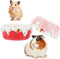 2 Pcs Hamster Ceramic Bowl, Anti-Turning Food Water Bowl for Small Animals, Pink and Red