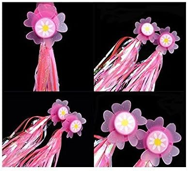 Sunflower Handlebar Streamers for Bikes and Scooters, Sparkle Pink Tassel Ribbons for Kids Bicycle Trike Grips
