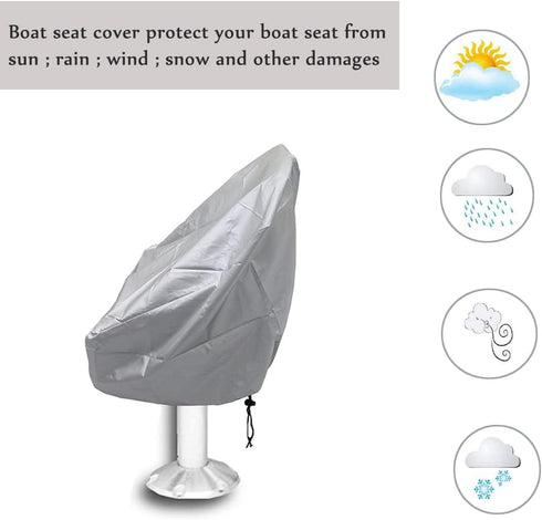 SUNSURE 420D (22x24x25inch) Boat Seat Cover Outdoor Waterproof Pontoon Captain Chair Cover Weather Resistant Folding