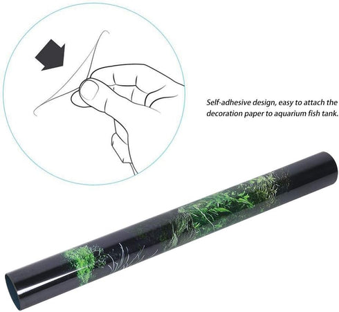 Aquarium Poster, 3D PVC Self Adhesive Fish Background Decoration, Seafloor Water Grass Sticker (24.0 x 15.7in)