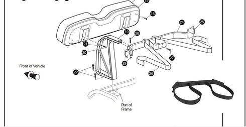 Golf Bag Holder Strap Bracket Assembly, Attachment for EZGO Golf Cart Rear Seat, Medalist & TXT DCS/PDS Replace#