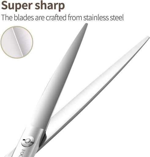Straight Dog Grooming Scissors, 8.0'' Professional Shears for Thick Coat Medium Large Dog Cat
