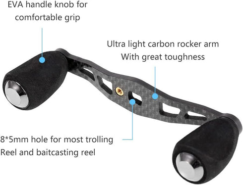 Lixada Carbon Fishing Reel Handle, Ultralight Baitcasting Trolling Reel Handle for Left Right Reels