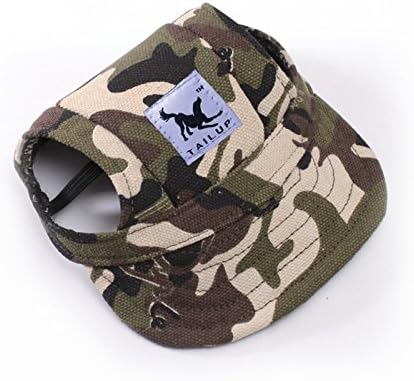 Leconpet Baseball Caps with Neck Strap - Adjustable Comfortable Ear Holes for Small Medium Large Dogs (M, Camouflage)
