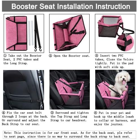 Pet Car Seat, Sturdy Reinforced Structure with Shortened Leash, Waterproof Thick Soft Fleece Pad for Small Pets