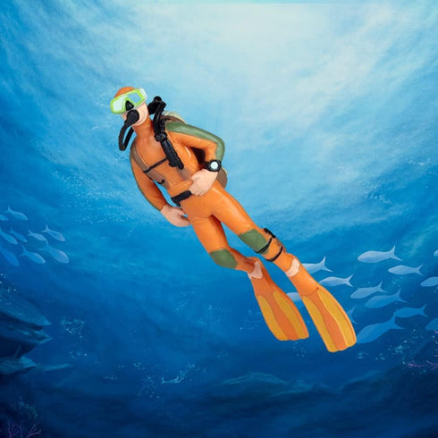 Fish Tank Diver Floating Ornament, Cute Cartoon Diver with Floating Device, Aquarium Landscape Decoration