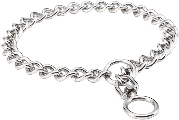 Chain Dog Training Choke Collar: Stainless Steel, 18in, 3.0mm with Swivel