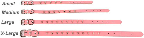 Classic Adjustable Genuine Cow Leather Pet Collars for Cats & Dogs (Medium, Blue-Spiked Rivet)