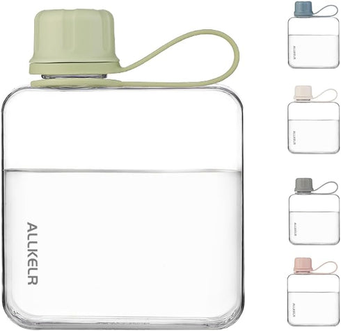 Portable Flat Water Bottle, 10.8 oz BPA Free Reusable Tritan Plastic, Lightweight Leakproof Slim for Hiking