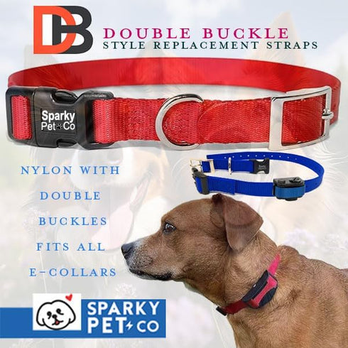Sparky Pet Co ECollar Replacement Strap, Double Buckle Dog Collar, Rugged Nylon, Adjustable, Neon Orange