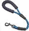 Short Dog Leash - 18 Inch Rope Traffic Lead with Padded Handle, 1/2” Strong Nylon Tab for Medium Large Dogs (Blue-1.5