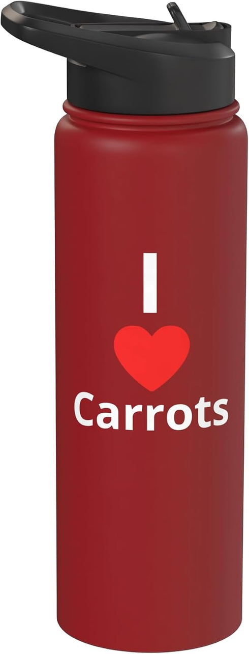 Fontastic Fun I Love Carrots Stainless Steel Insulated Water Bottle