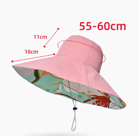 Super Wide Brim Packable Sun Hat for Women, Reversible Double-Sided UV Protection Beach Bucket Cap
