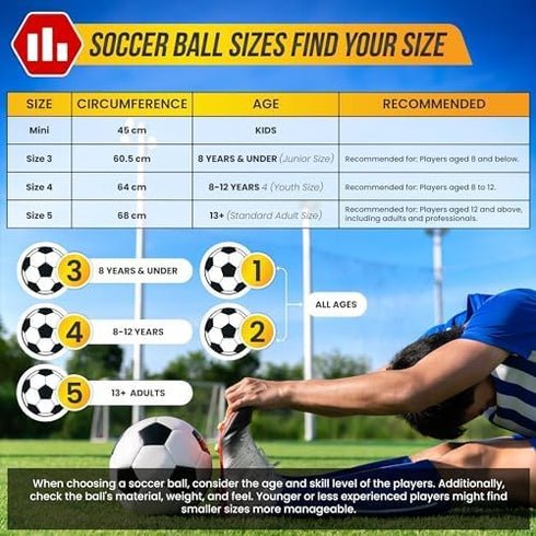 Vizari Racer Soccer Ball, Premium Synthetic Youth Training Gear for Indoor & Outdoor Play, Great Gift