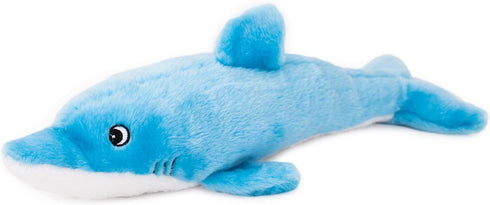ZippyPaws Jigglerz - Dog Beach Toy for Large and Small Dogs, Ocean Animal Plush Toy with Crinkle Head and Tail, Blue